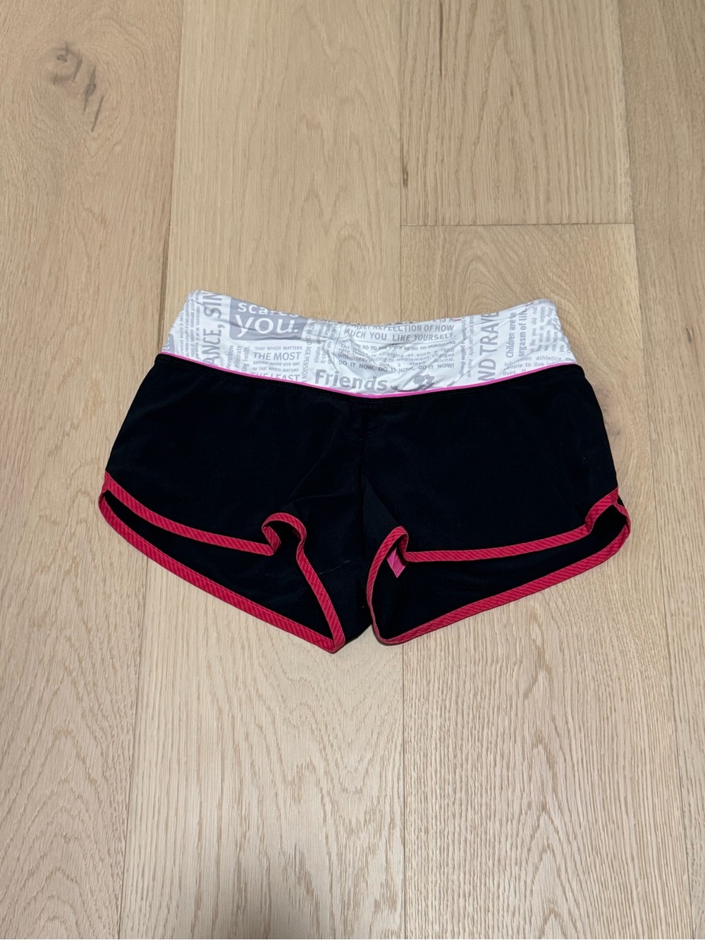 Lululemon Athletica Black Athletic Shorts with Pink Trim